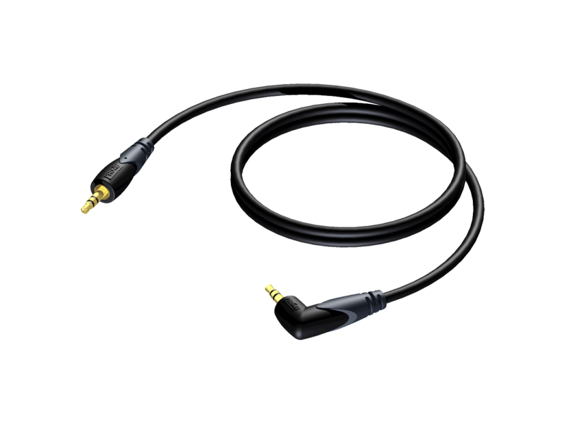 Procab 3.5 mm Jack male stereo - 3.5 mm Jack angled male stereo 1.5 meter