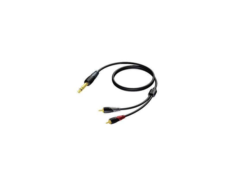 Procab 6.3 mm Jack male stereo - 2 x RCA/Cinch male 1,5 meter