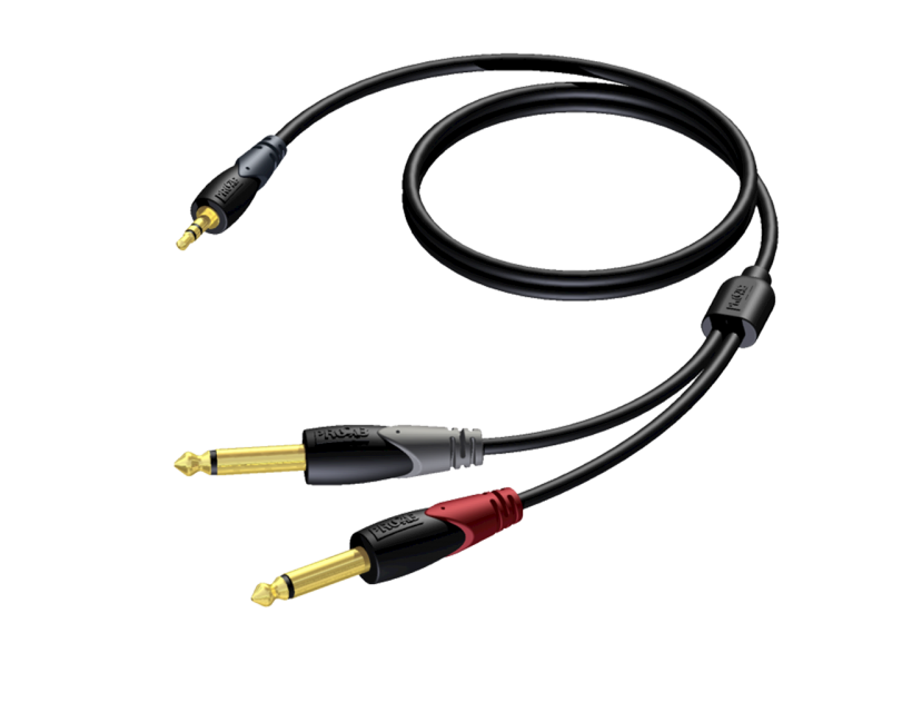 Procab 3.5 mm Jack male stereo - 2 x 6.3 mm Jack male mono 3 meter