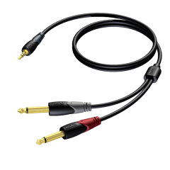 Procab 3.5 mm Jack male stereo - 2 x 6.3 mm Jack male mono 3 meter